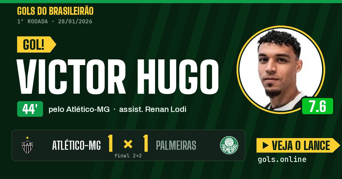 Gol de Victor Hugo aos 44 minutos em Atlético-MG 2 x 2 Palmeiras