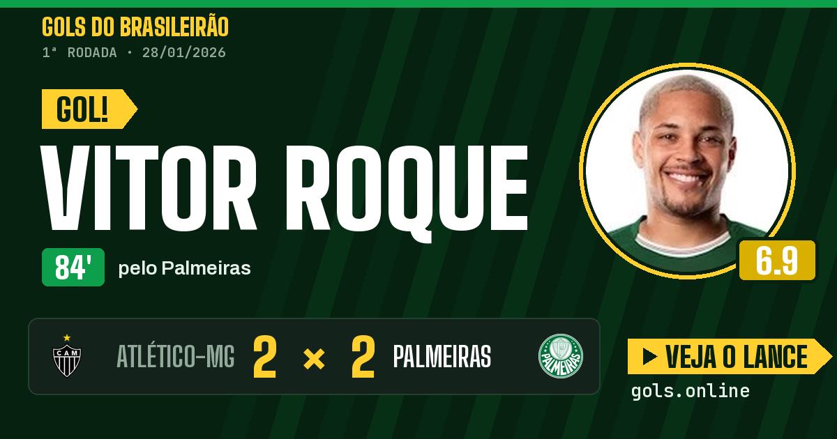 Gol de Vitor Roque aos 84 minutos em Atlético-MG 2 x 2 Palmeiras