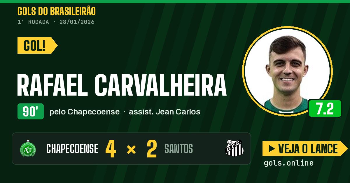 Gol de Rafael Carvalheira aos 90 minutos em Chapecoense 4 x 2 Santos