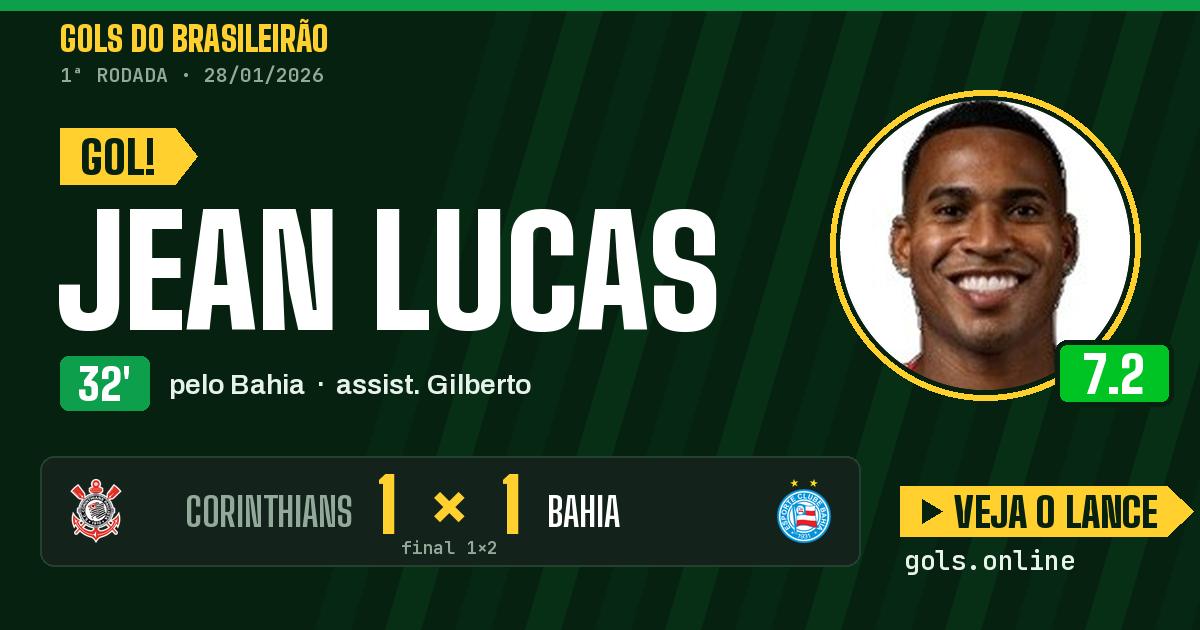 Gol de Jean Lucas aos 32 minutos em Corinthians 1 x 2 Bahia