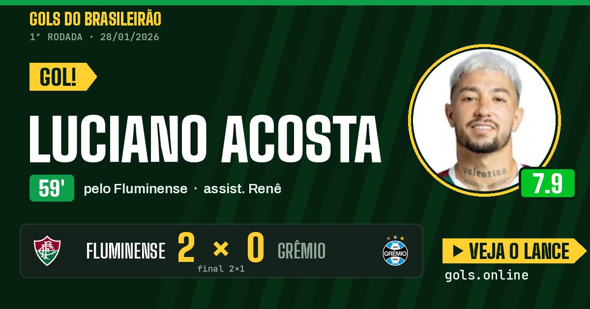 Gol de Luciano Acosta aos 59 minutos em Fluminense 2 x 1 Grêmio