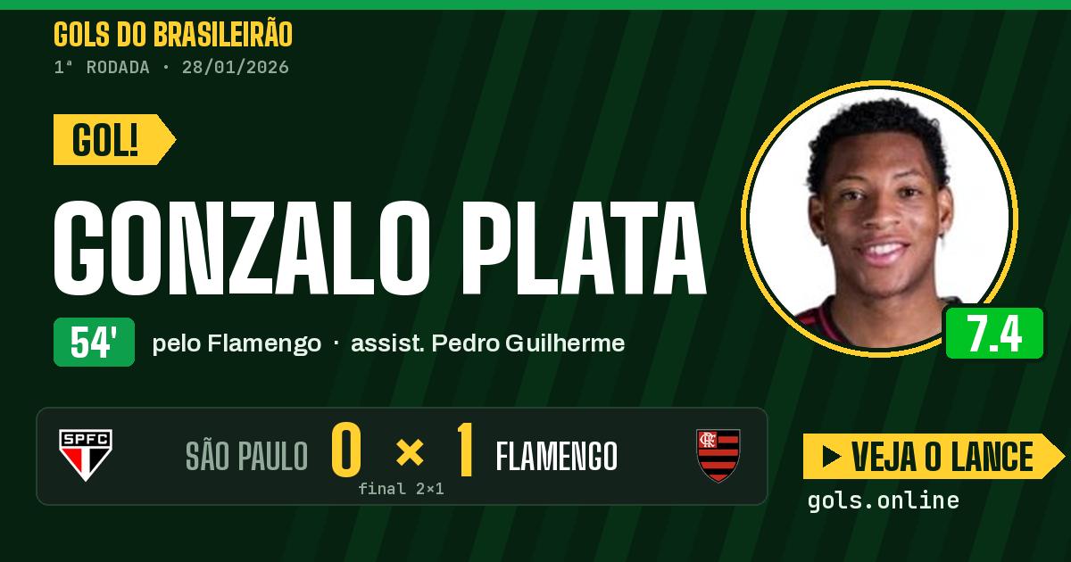 Gol de Gonzalo Plata aos 54 minutos em São Paulo 2 x 1 Flamengo