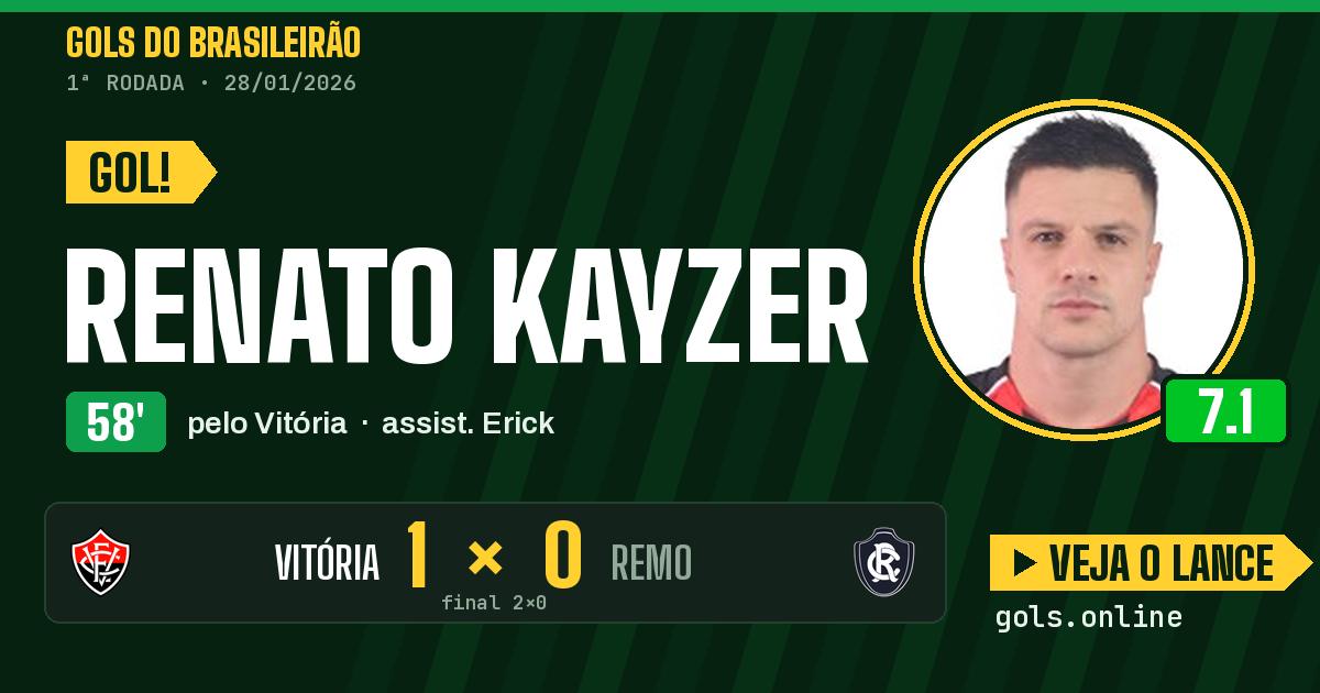Gol de Renato Kayzer aos 58 minutos em Vitória 2 x 0 Remo