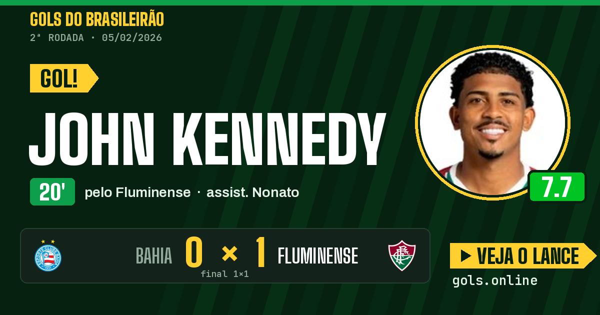 Gol de John Kennedy aos 20 minutos em Bahia 1 x 1 Fluminense