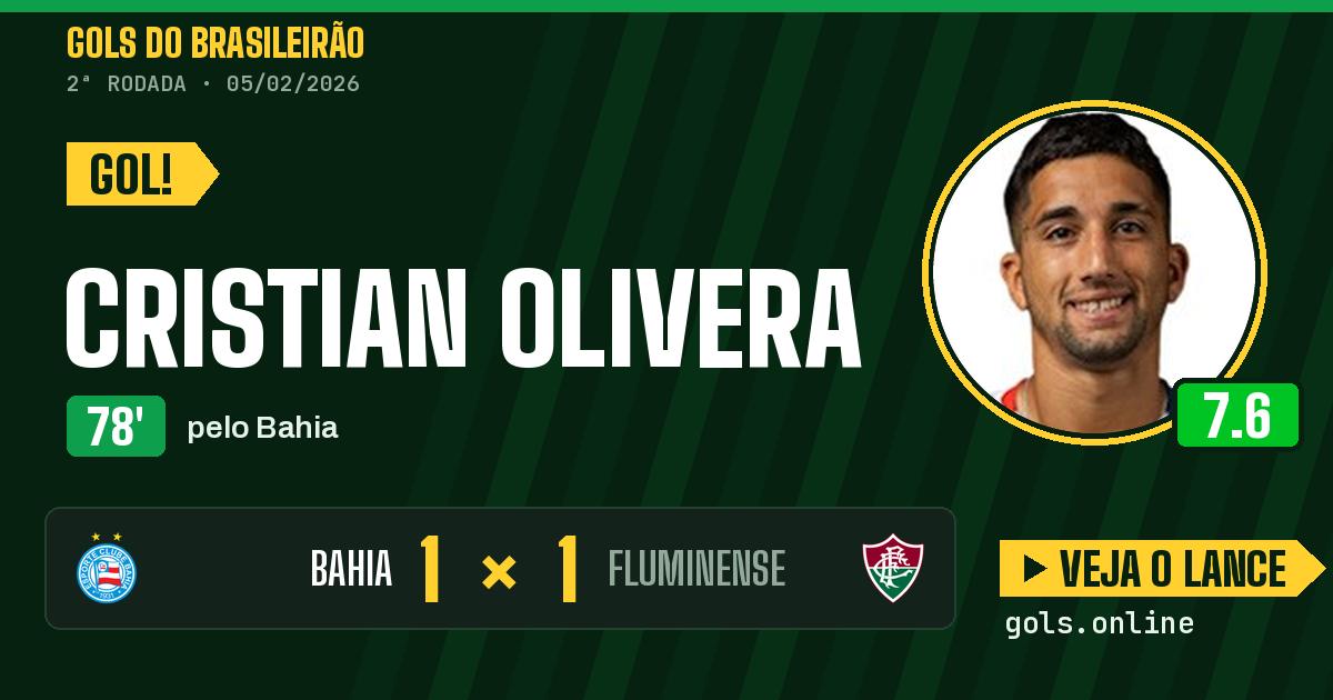 Gol de Cristian Olivera aos 78 minutos em Bahia 1 x 1 Fluminense