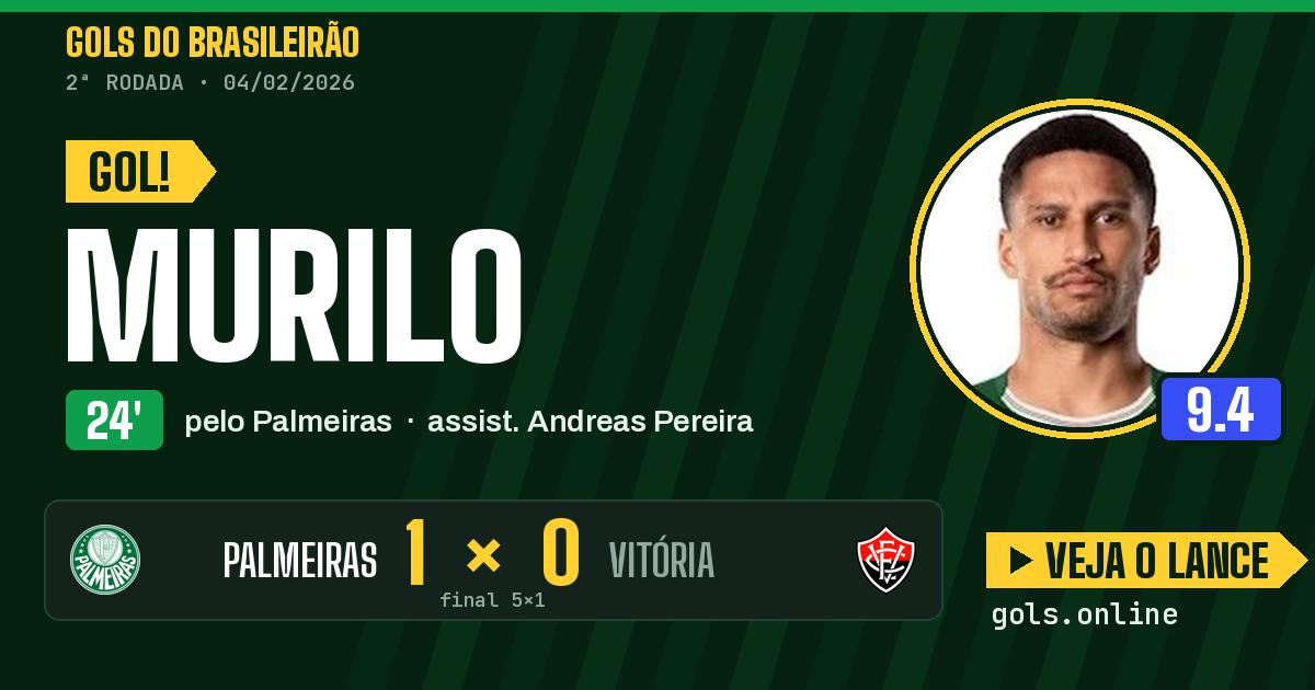 Gol de Murilo aos 24 minutos em Palmeiras 5 x 1 Vitória