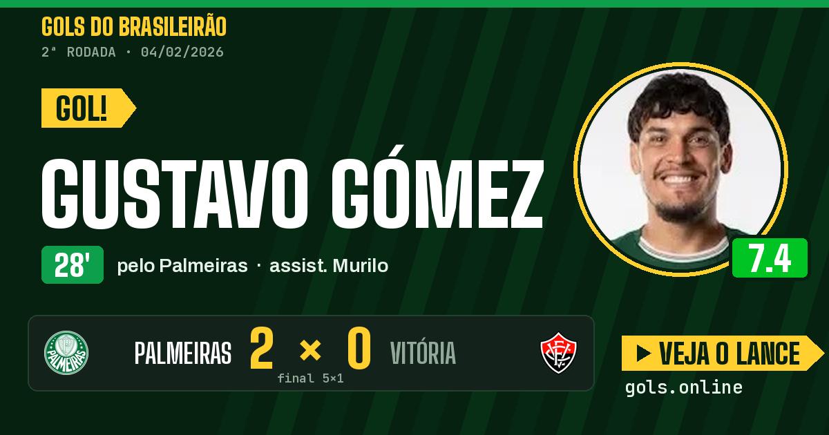 Gol de Gustavo Gómez aos 28 minutos em Palmeiras 5 x 1 Vitória