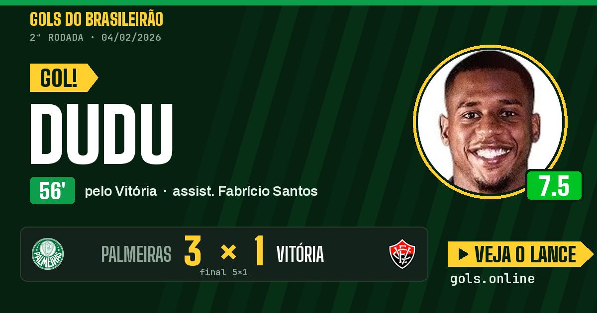 Gol de Dudu aos 56 minutos em Palmeiras 5 x 1 Vitória