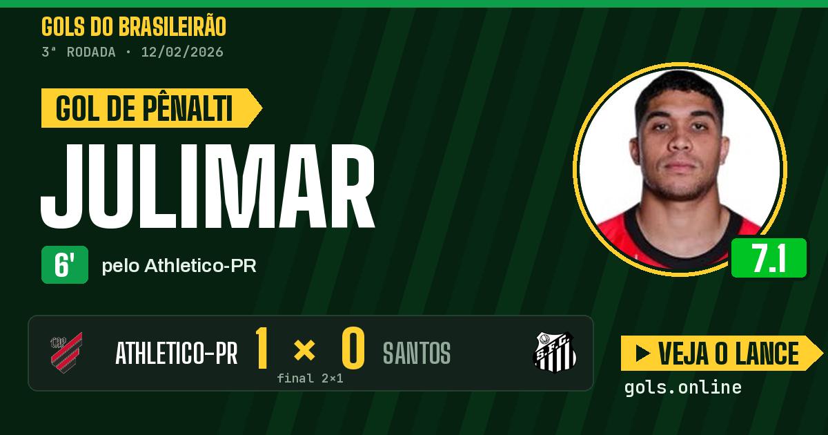 Gol de Julimar aos 6 minutos em Athletico-PR 2 x 1 Santos