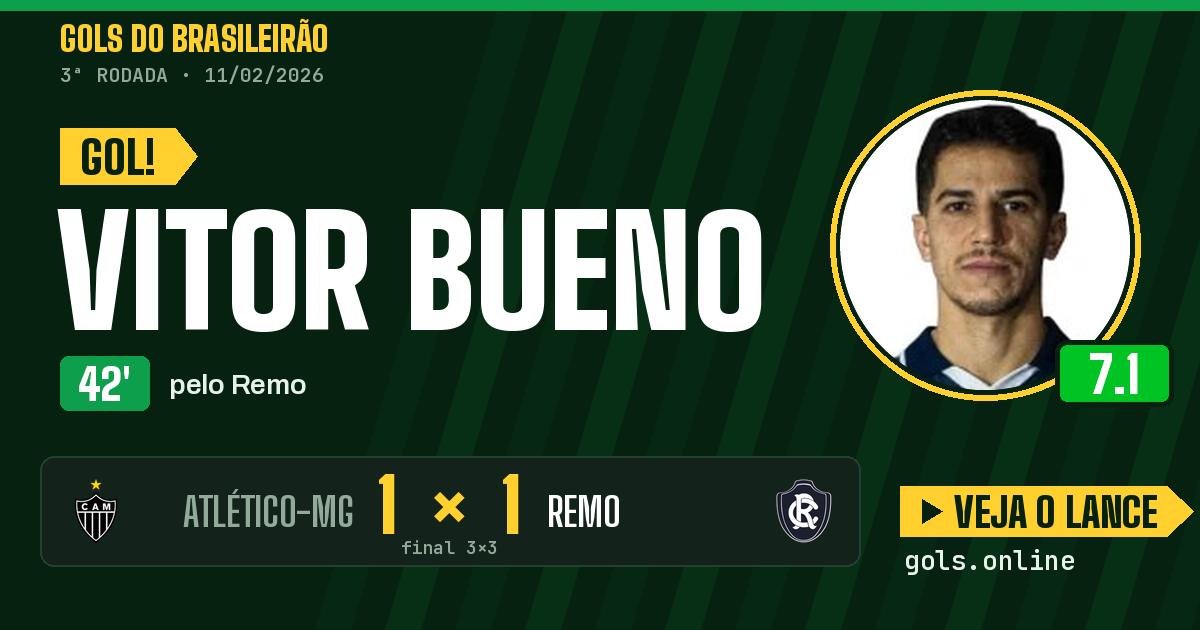 Gol de Vitor Bueno aos 42 minutos em Atlético-MG 3 x 3 Remo
