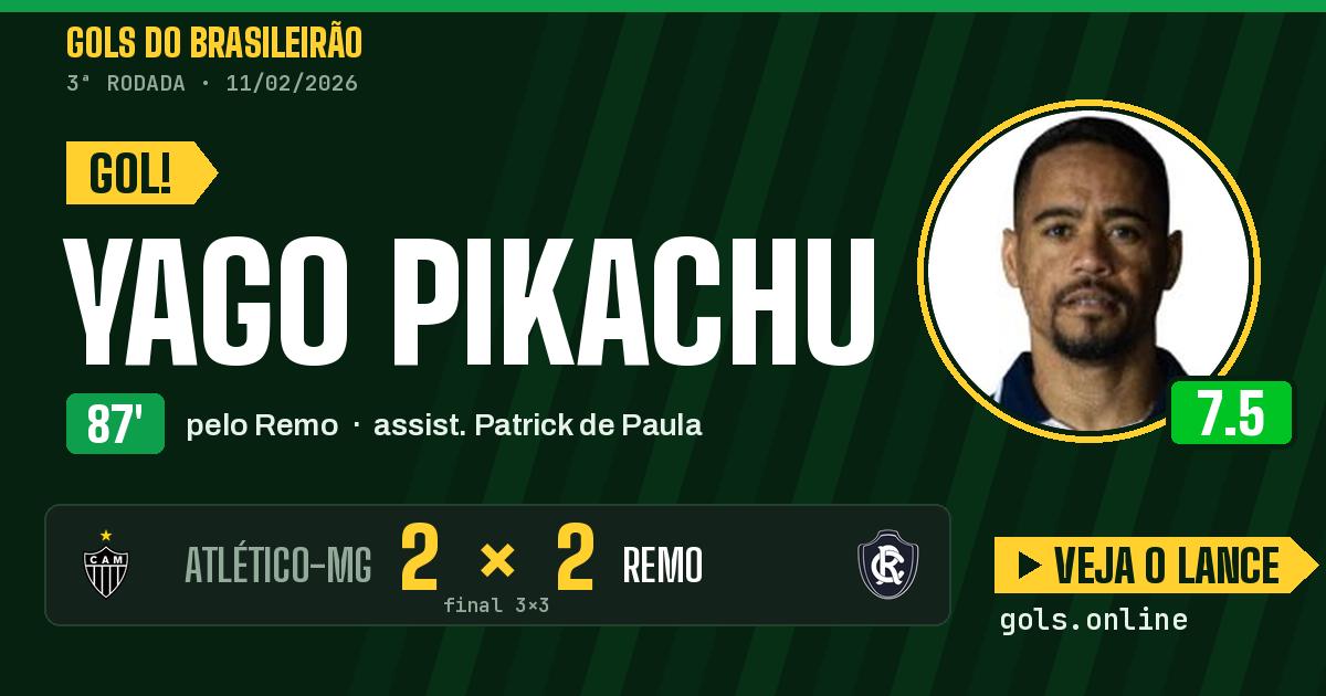 Gol de Yago Pikachu aos 87 minutos em Atlético-MG 3 x 3 Remo