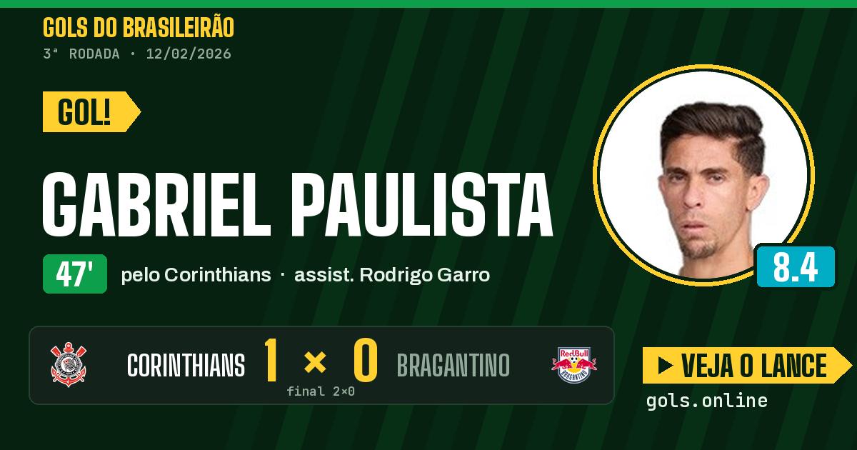 Gol de Gabriel Paulista aos 47 minutos em Corinthians 2 x 0 Bragantino