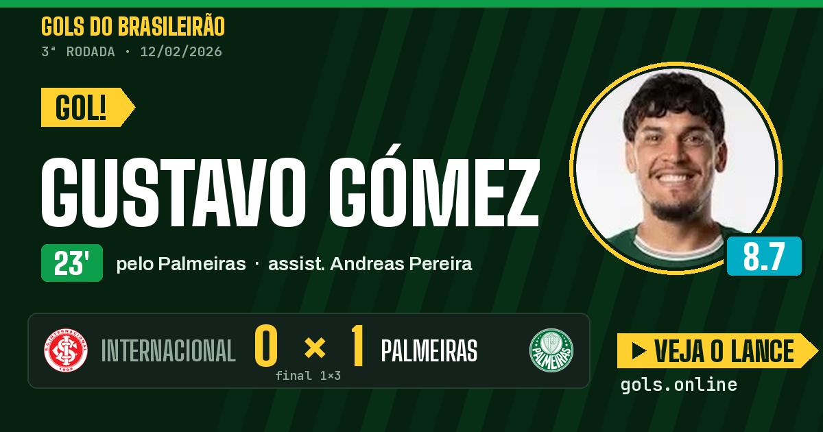 Gol de Gustavo Gómez aos 23 minutos em Internacional 1 x 3 Palmeiras