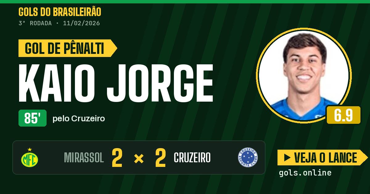 Gol de Kaio Jorge aos 85 minutos em Mirassol 2 x 2 Cruzeiro