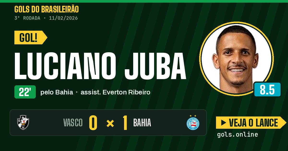 Gol de Luciano Juba aos 22 minutos em Vasco 0 x 1 Bahia