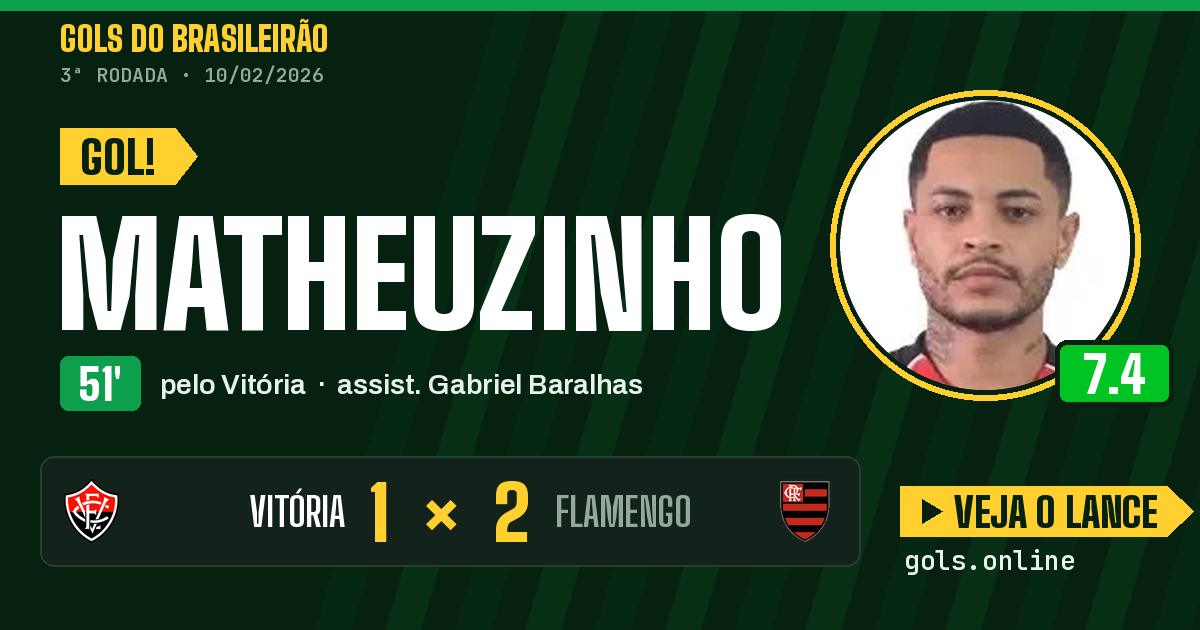 Gol de Matheuzinho aos 51 minutos em Vitória 1 x 2 Flamengo