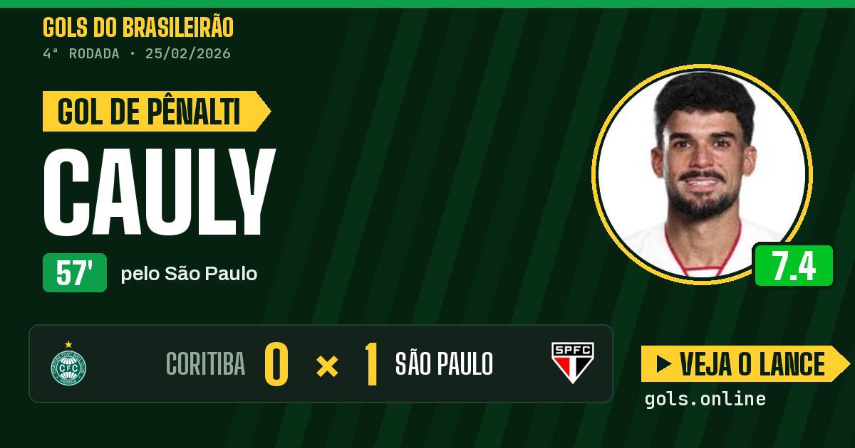 Gol de Cauly aos 57 minutos em Coritiba 0 x 1 São Paulo