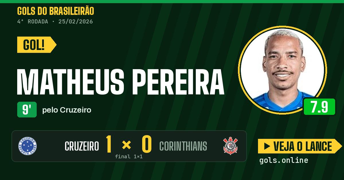 Gol de Matheus Pereira aos 9 minutos em Cruzeiro 1 x 1 Corinthians