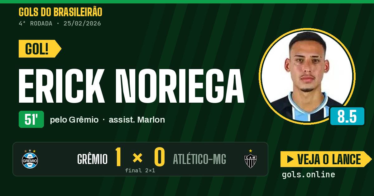 Gol de Erick Noriega aos 51 minutos em Grêmio 2 x 1 Atlético-MG