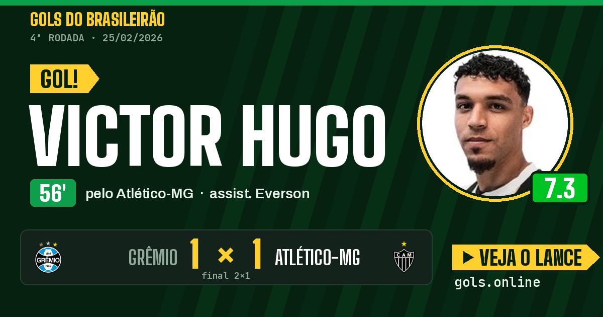 Gol de Victor Hugo aos 56 minutos em Grêmio 2 x 1 Atlético-MG