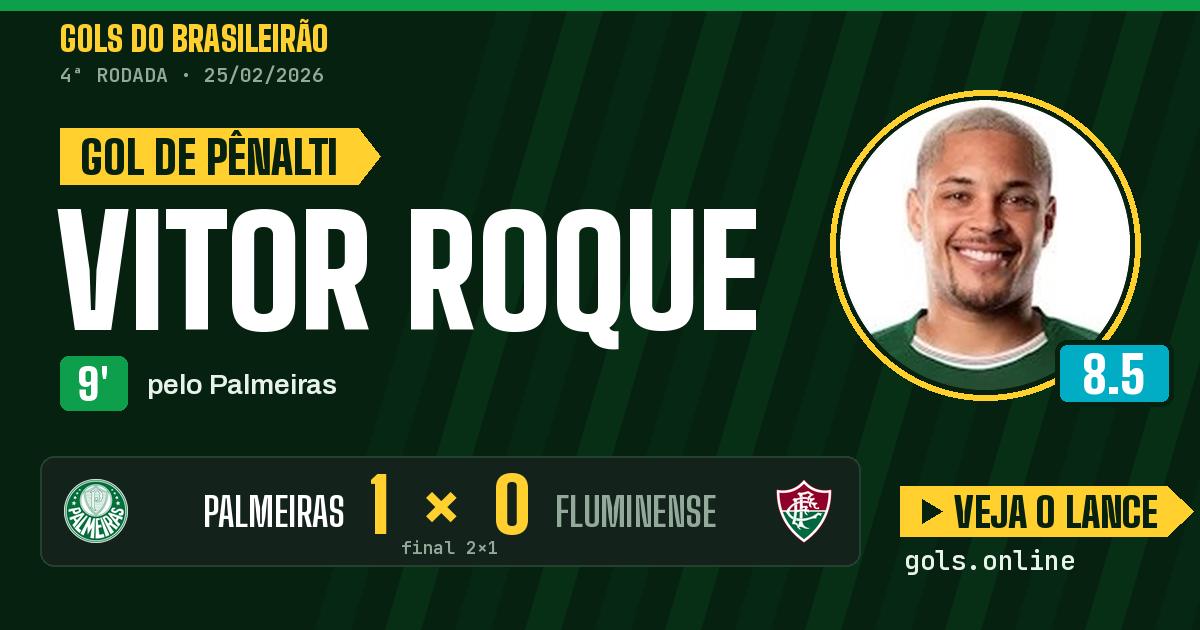 Gol de Vitor Roque aos 9 minutos em Palmeiras 2 x 1 Fluminense
