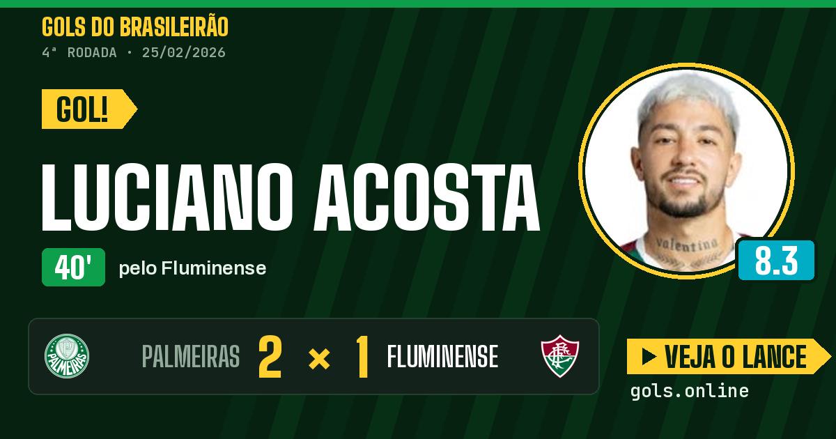 Gol de Luciano Acosta aos 40 minutos em Palmeiras 2 x 1 Fluminense