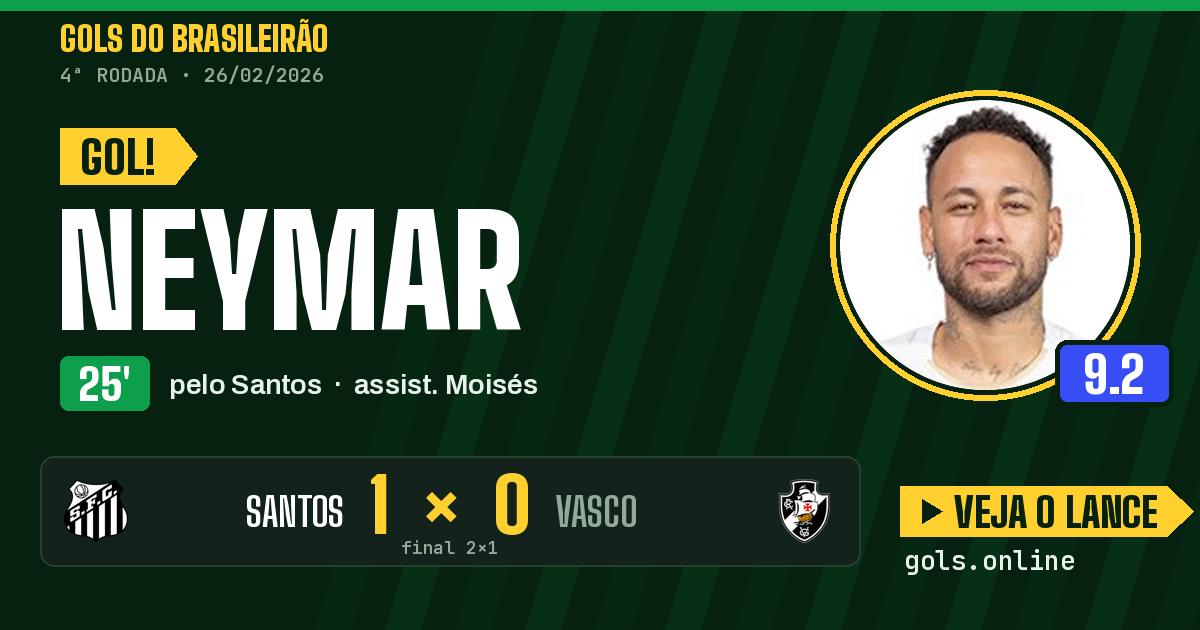 Gol de Neymar aos 25 minutos em Santos 2 x 1 Vasco