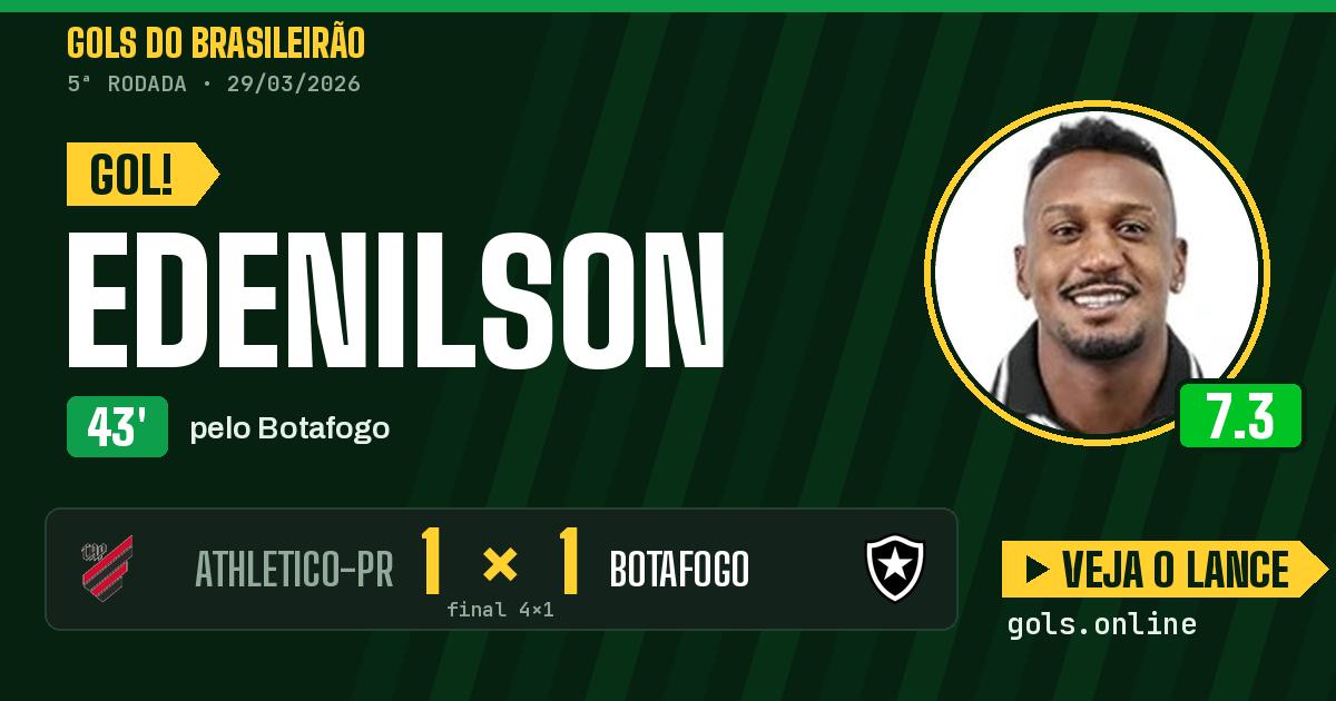 Gol de Edenilson aos 43 minutos em Athletico-PR 4 x 1 Botafogo
