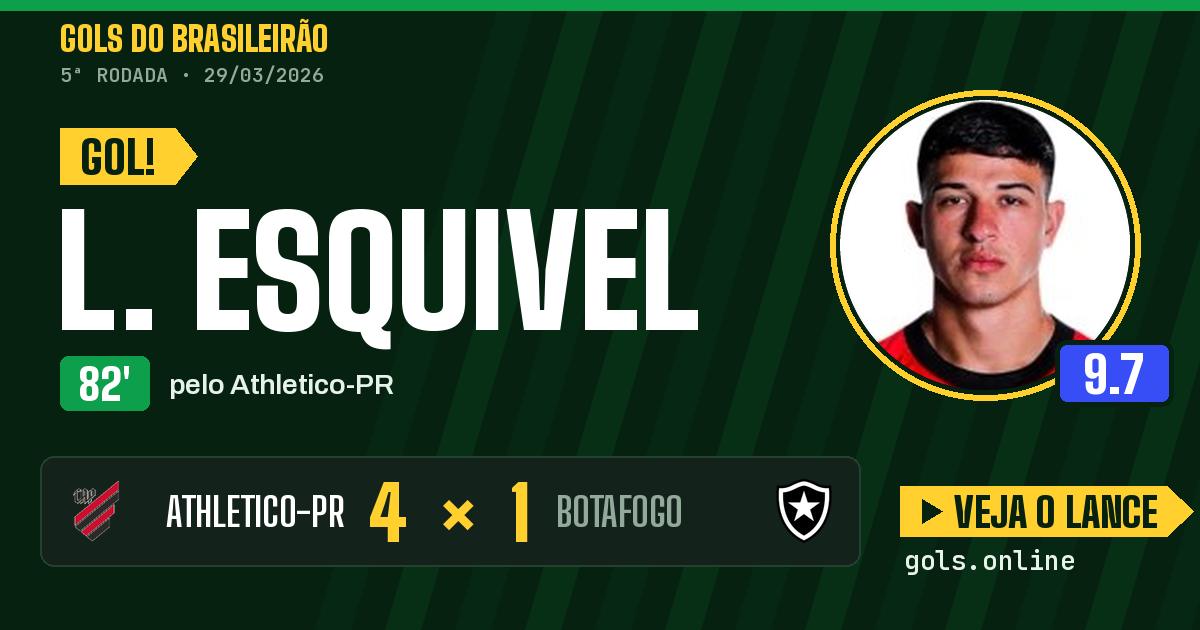 Gol de L. Esquivel aos 82 minutos em Athletico-PR 4 x 1 Botafogo