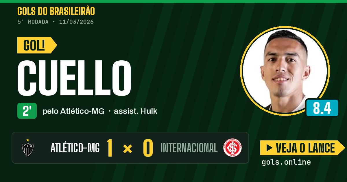 Gol de Cuello aos 2 minutos em Atlético-MG 1 x 0 Internacional