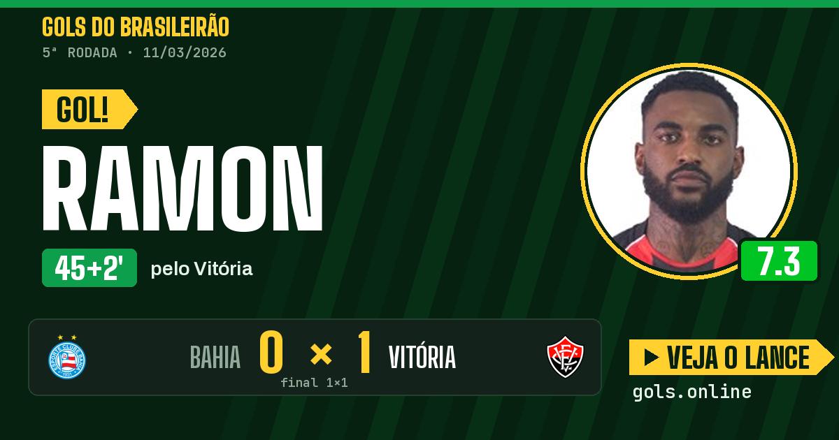 Gol de Ramon aos 45+2 minutos em Bahia 1 x 1 Vitória