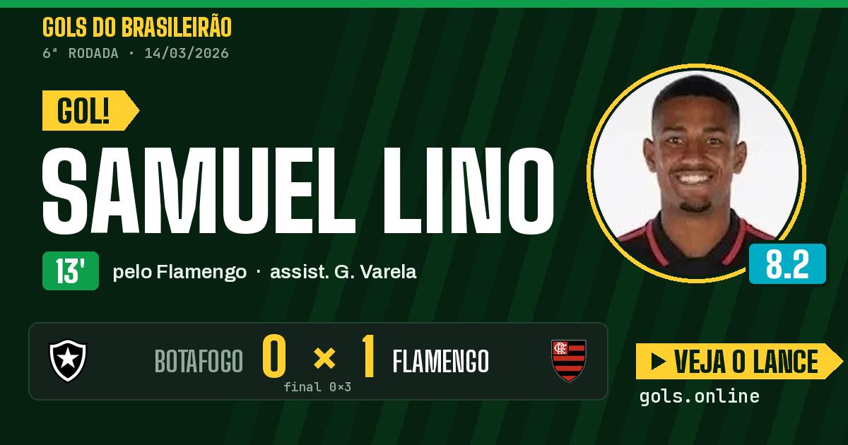 Gol de Samuel Lino aos 13 minutos em Botafogo 0 x 3 Flamengo