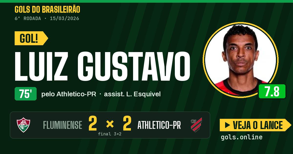 Gol de Luiz Gustavo aos 75 minutos em Fluminense 3 x 2 Athletico-PR
