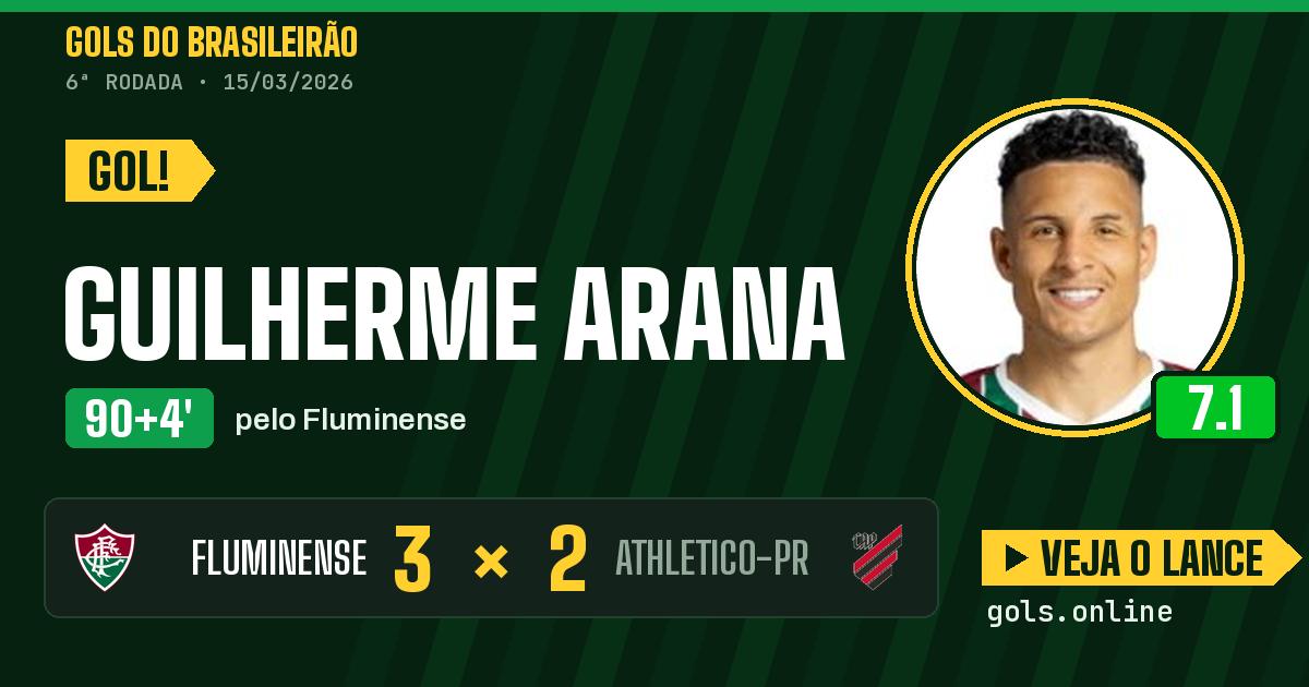 Gol de Guilherme Arana aos 90+4 minutos em Fluminense 3 x 2 Athletico-PR