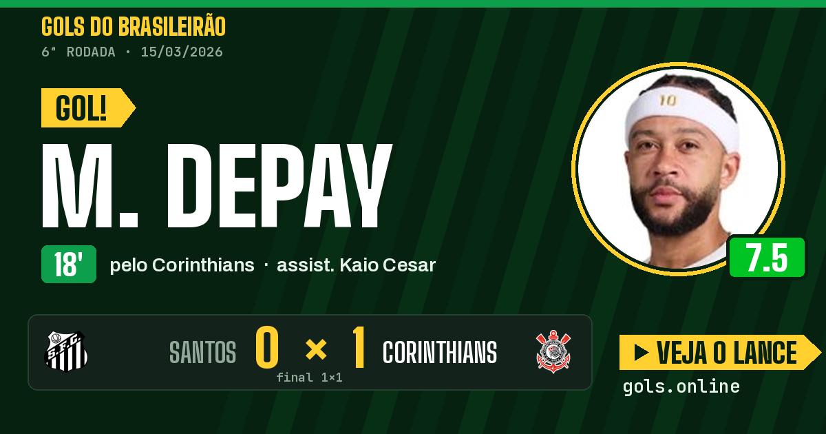 Gol de M. Depay aos 18 minutos em Santos 1 x 1 Corinthians