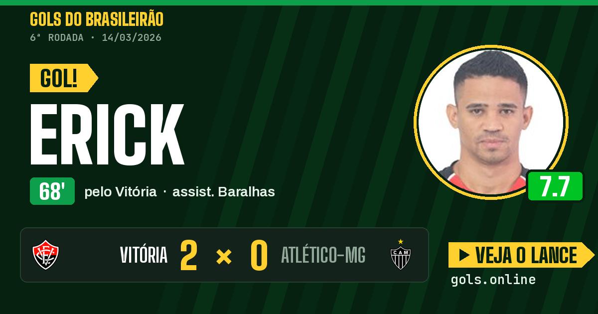 Gol de Erick aos 68 minutos em Vitória 2 x 0 Atlético-MG