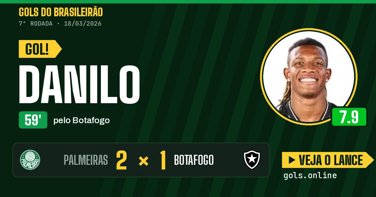 Gol de Danilo aos 59 minutos em Palmeiras 2 x 1 Botafogo