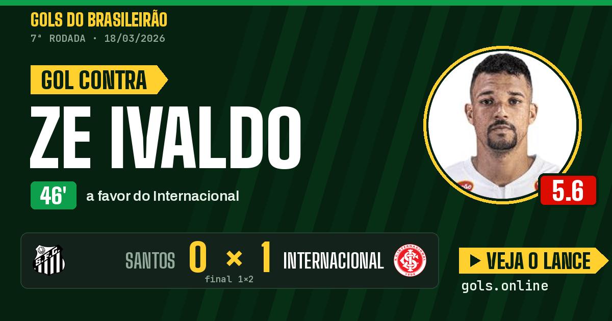 Gol de Ze Ivaldo aos 46 minutos em Santos 1 x 2 Internacional