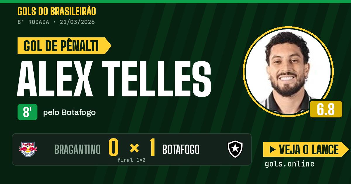 Gol de Alex Telles aos 8 minutos em Bragantino 1 x 2 Botafogo