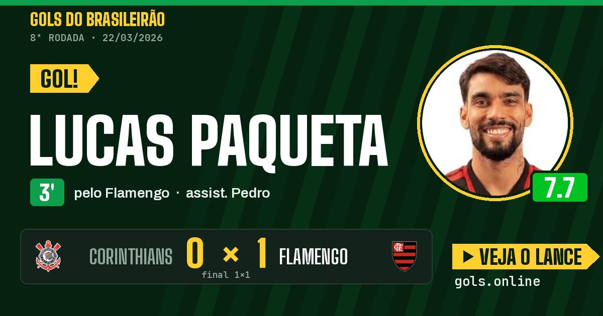 Gol de Lucas Paqueta aos 3 minutos em Corinthians 1 x 1 Flamengo