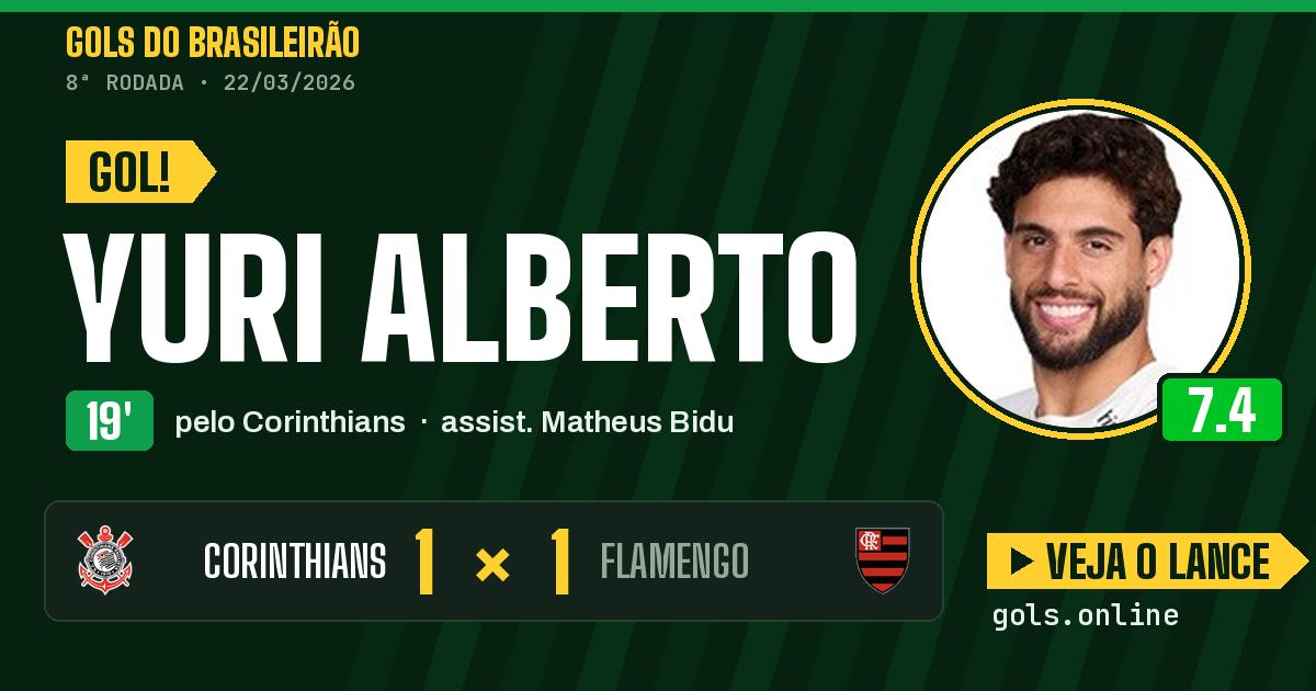 Gol de Yuri Alberto aos 19 minutos em Corinthians 1 x 1 Flamengo