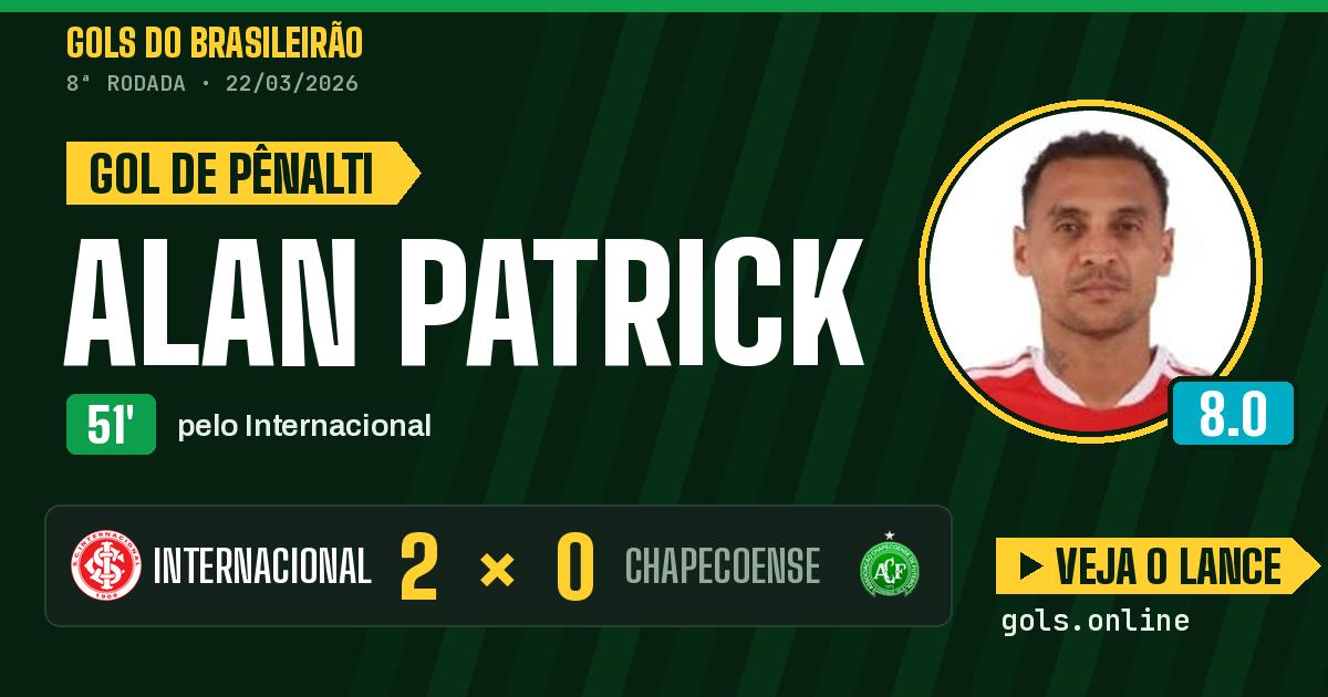Gol de Alan Patrick aos 51 minutos em Internacional 2 x 0 Chapecoense