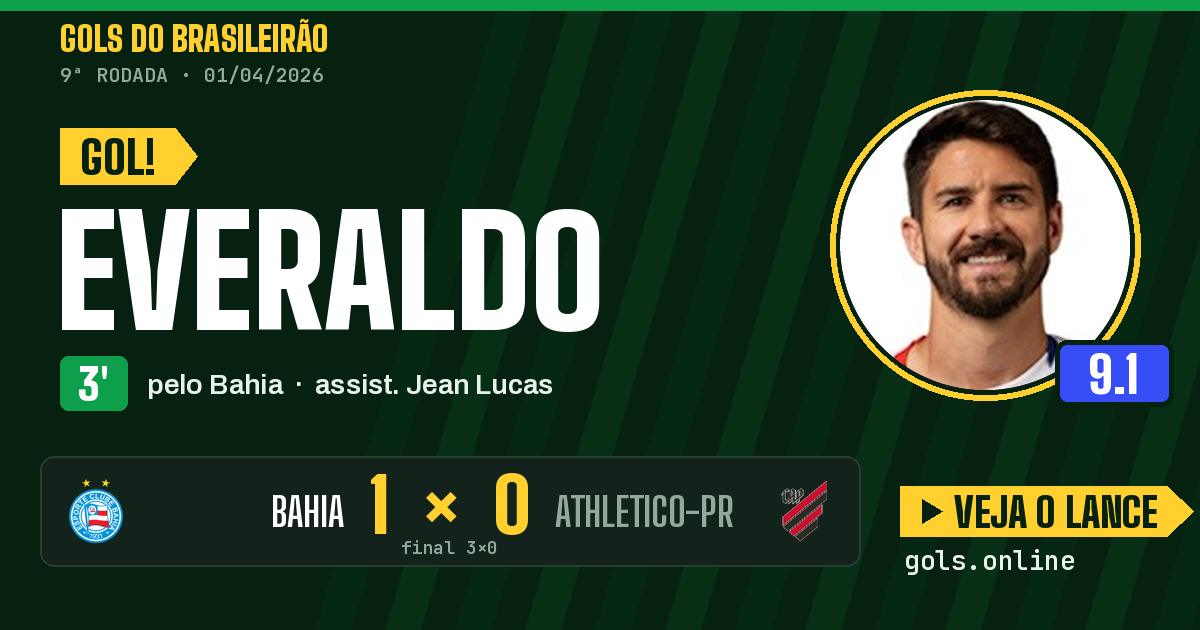 Gol de Everaldo aos 3 minutos em Bahia 3 x 0 Athletico-PR