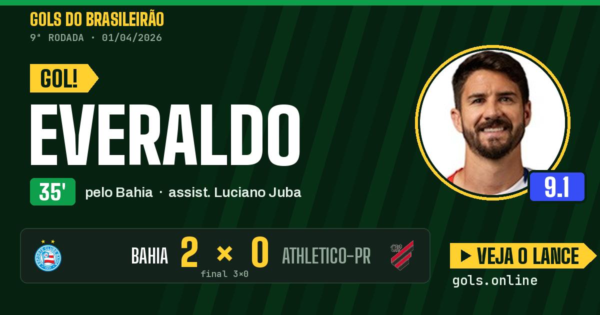 Gol de Everaldo aos 35 minutos em Bahia 3 x 0 Athletico-PR