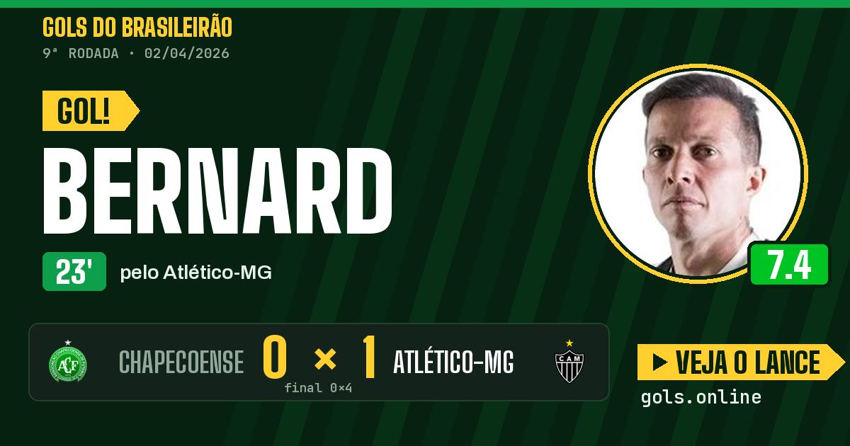Gol de Bernard aos 23 minutos em Chapecoense 0 x 4 Atlético-MG