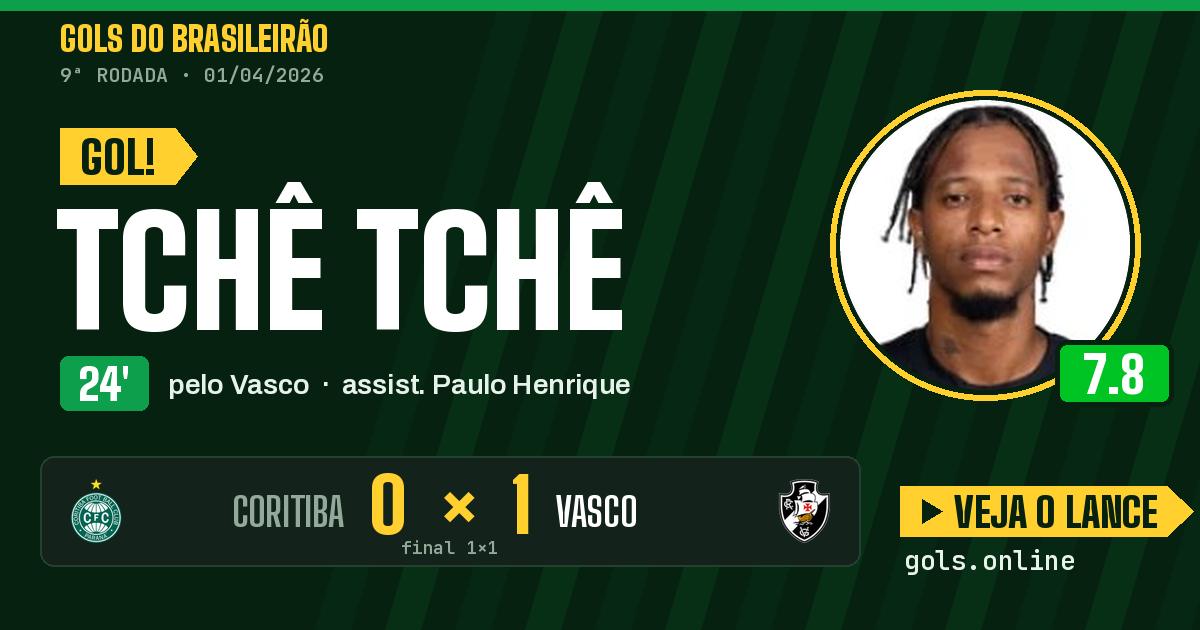 Gol de Tchê Tchê aos 24 minutos em Coritiba 1 x 1 Vasco