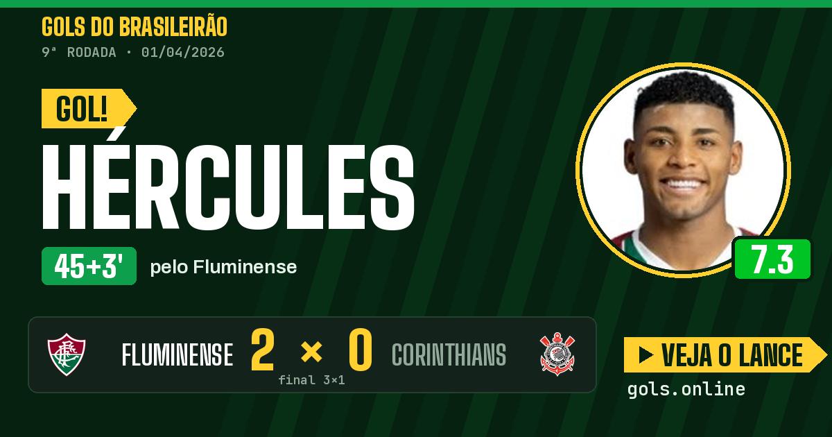 Gol de Hércules aos 45+3 minutos em Fluminense 3 x 1 Corinthians