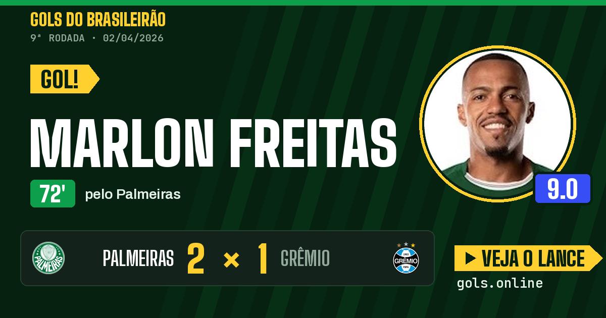 Gol de Marlon Freitas aos 72 minutos em Palmeiras 2 x 1 Grêmio