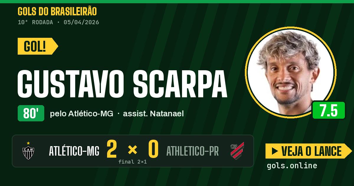 Gol de Gustavo Scarpa aos 80 minutos em Atlético-MG 2 x 1 Athletico-PR
