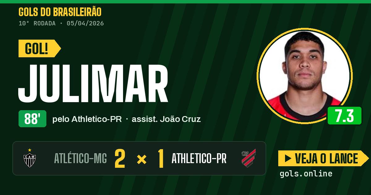 Gol de Julimar aos 88 minutos em Atlético-MG 2 x 1 Athletico-PR
